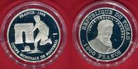 Tschad 1000 Francs Silbermünze Fußball WM Frankreich 1998 -