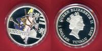Tuvalu 1 Dollar, Silbermünze mit Farbauflage, eine Unze 2010 Great Warriors -Ritter-Knight- PP mit Kapsel & Zert.Etui Umkarton OVP