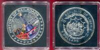 Liberia 5 Dollar Silbermünze mit Farbauflage HISTORY OF RAILROADS - Adler -