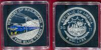 Liberia 5 Dollar Silbermünze mit Farbauflage HISTORY OF RAILROADS - The Blue Train -