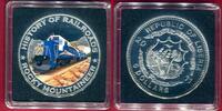 Liberia 5 Dollar Silbermünze mit Farbauflage HISTORY OF RAILROADS - Rocky Mountaineer -