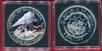 Liberia 5 Dollar Silbermünze mit Farbauflage HISTORY OF RAILROADS - Flying Scotsman -