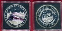 Liberia 5 Dollar Silbermünze mit Farbauflage HISTORY OF RAILROADS - Royal Hudson -