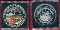 Liberia 5 Dollar Silbermünze mit Farbauflage HISTORY OF RAILROADS - The Orient-Express -