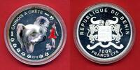 Benin 1000 Francs CFA Silbermünze Farbmünze Hundemotiv Chinesischer Schopfhund (Chinois à Crête) -