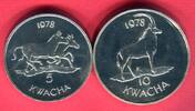 Malawi 5 + 10 Kwacha Silber 1978 Steppenzebra & Rappenantilope - Gefährdete Tierwelt WWF Stempelglanz minimal beschlagen
