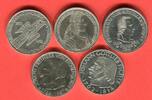 Bundesrepublik Deutschland 5 x 5 Mark Die Ersten Fünf 5 DM Gedenkmünzen Museum Schiller Markgraf Eichendorff Fichte -