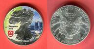 USA 1 Dollar Silbermünze - Silver Eagle - 1 oz Singapore - Singapur - Park Garden Bay -