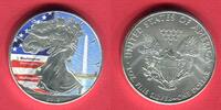 USA 1 Dollar Silbermünze - Silver Eagle - 1 oz Colorierte Liberty - Washington Monument -