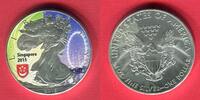 USA 1 Dollar Silbermünze - Silver Eagle - 1 oz Colorierte Liberty - Singapur 2015 -