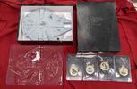 Niue Island 4 x 1 Dollar Farbmünzen Star Wars Millennium Falcon - Luke Skywalker, Darth Vader, R2-D2, Princess Leia -