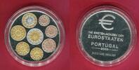 Gedenkprägung Medaille 2002 Silber-Medaille mit Eurostaatenmünzen PORTUGAL (Münzen auf Medaille geprägt) proof