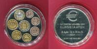 San Marino Gedenkprägung Medaille Silber-Medaille mit Eurostaatenmünzen SAN MARINO (Münzen auf Medaille geprägt) -