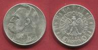 POLAND Polen 10 Zloty Silber Marschall Pilsudski, Kursmünzen Circulation Coin Key date -