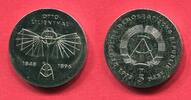 DDR 5 Mark Neusilber 1973 Gedenkmünze 125. Geburtstag Otto Lilienthal prägefrisch, fleckig