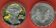 USA 1 Dollar Farbmünze Walking Liberty Silver Eagle - Happy Halloween - sehr kleine Auflage 023/100 - -