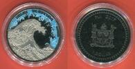 Fiji 1 Dollar - kleine Auflage (005/999) Deep Frozen - Hokusai - The Great Wave - Farbmünze mit Ruthenium Auflage -