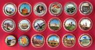 Deutschland und weitere Länder 18 * 2 Euro diverse Jahre Colorierte 2-Euro-Münzen mit diversen Motiven (m. Vergoldung) unc in capsules