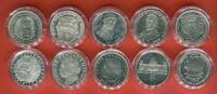 Bundesrepublik Deutschland 10 x 5 DM Gedenkmünzen Silber Konvolut Leibniz, Humboldt, Gutenberg, Raiffeisen, Mercator, Pettenkoffer, Fontane etc -