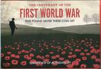 Isle of Man / Guernsey / Jersey 3 x 5 Pfund - Pounds Silbermünzen The Centenary of the First World War - Erster Weltkrieg -