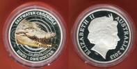 Australien 1 Dollar Silbermünze mit Farbapplikation Australian Saltwater Crocodiles - Bindi - Salzwasserkrokodil - 1 Unze Silber -