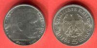 Germany Deutschland 1933 - 1945 5 Reichsmark Silbermünze Hindenburg Kursmünze Circulation Coin -