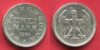 Weimarer Republik Deutsches Reich 3 Mark Silber Kursmünze Kursmünze Drei ausgeschrieben -