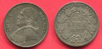 Vatikan Vatican Kirchenstaat Papal State 5 Lire 1870 R Jahr XXIV. Pius IX (1846-1870) Besseres Jahr Better Year AU toned planchet flaw