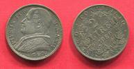Vatikan Vatican Kirchenstaat Papal State 2 Lire 1869 R Jahr XXIV Pius IX (1846-1870) Numista Appearance only 6 % AU toned