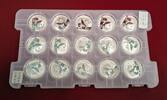 China Volksrepublik PRC 15 x 10 Yuan Silbermünzen Panda 30g mit original Sheet -