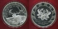 Ghana 1000 Cedis Silbermünze Giant Deer Riesen Hirsch Megagloceros Giganteus -