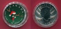 Kanada 5 Dollars Silbermünze 2021 Maple Leaf - Rudolph (1 oz, m. Farbauflage) proof in capsule with certificate