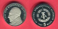 DDR 5 Mark Neusilber 1989 Gedenkmünze zum 100. Geburtstag von Carl von Ossietzky 1889 - 1938 polished plate