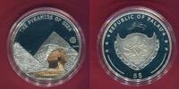Palau 5 Dollars Silbermünze teilcoloriert 2009 7 Wonders of the World - The Pyramids of Giza proof in capsule with certificate