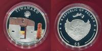 Palau 5 Dollars Silbermünze teilcoloriert 2015 World of Wonders - Tiwanaku proof in capsule with certificate