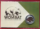 Australien 1 Dollar Silbermünze teilcoloriert 2022 Wombat (1 oz) BU in capsule & coincard, orig. packaging