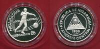 Nicaragua 2000 Cordobas Silbermünze 1988 FIFA Fußball-Weltmeisterschaft 1986 Mexiko proof in capsule