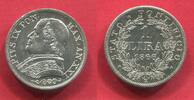 Päpstliche Staaten Rom Vatikan 1 Lira 1866 An XXI Pius IX Large Bust AU/unc