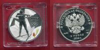 Russland Russia Rußland 3 Rubel Roubles Silber Olympische Winterspiele 2014 Sotschi - Biathlon (m. Farbapplikation) -