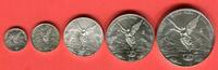 Mexiko 1, 1/2, 1/4, 1/10, 1/20 Onza Libertad 5 Münzen Set Siegesgöttin -