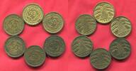 Weimarer Republik Deutsches Reich 6 x 50 Rentenpfennig Kursmünzen Satz -