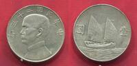 China Republik Junk Dollar 1 Yuan Silber Sun Yat-sen Dschunke Junk Dollar Yr. 23 Sun Yat Sen -