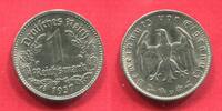 Deutschland Germany 1933 - 1945 1 Mark Hamburg Mint Nickel Many melted down as strategic metal reserve -