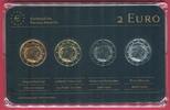 Lettland 4 x 2 Euro veredelt 2014 Edelmetall-Set verziert mit Rotgold, Gelbgold, Ruthenium & Platin BU with private packaging