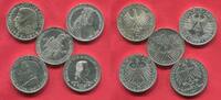 Bundesrepublik Deutschland Western Germany 5 x 5 DM Mark Gedenkmünzen Die Ersten Fünf Museum Schiller Markgraf Eichendorff Fichte -