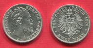 Anhalt Dessau 2 Mark Silber 1876 Herzog Friedrich I. AU cleaned small edgenick