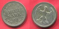 Weimarer Republik Deutsches Reich 3 Mark Silber Kursmünze Kursmünze Drei ausgeschrieben -