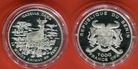 Benin 1000 Francs CFA Silbermünze Dama-Gazelle - Gefährdete Tierwelt - Endangered Wildlife -