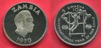 Zambia Sambia 10 Kwacha Silber Internationales Jahr des Kindes Year of the Child UNICEF -