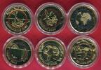 Bundesrepublik Deutschland 6 x 5 Euro Gedenkmünzen vergoldet 2016 -2021 Klimazonen-Serie Blauer Planet Erde bis Polare Zone unc with capsules